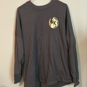 Disney Gray Long Sleeve Tee with Gold Emblem